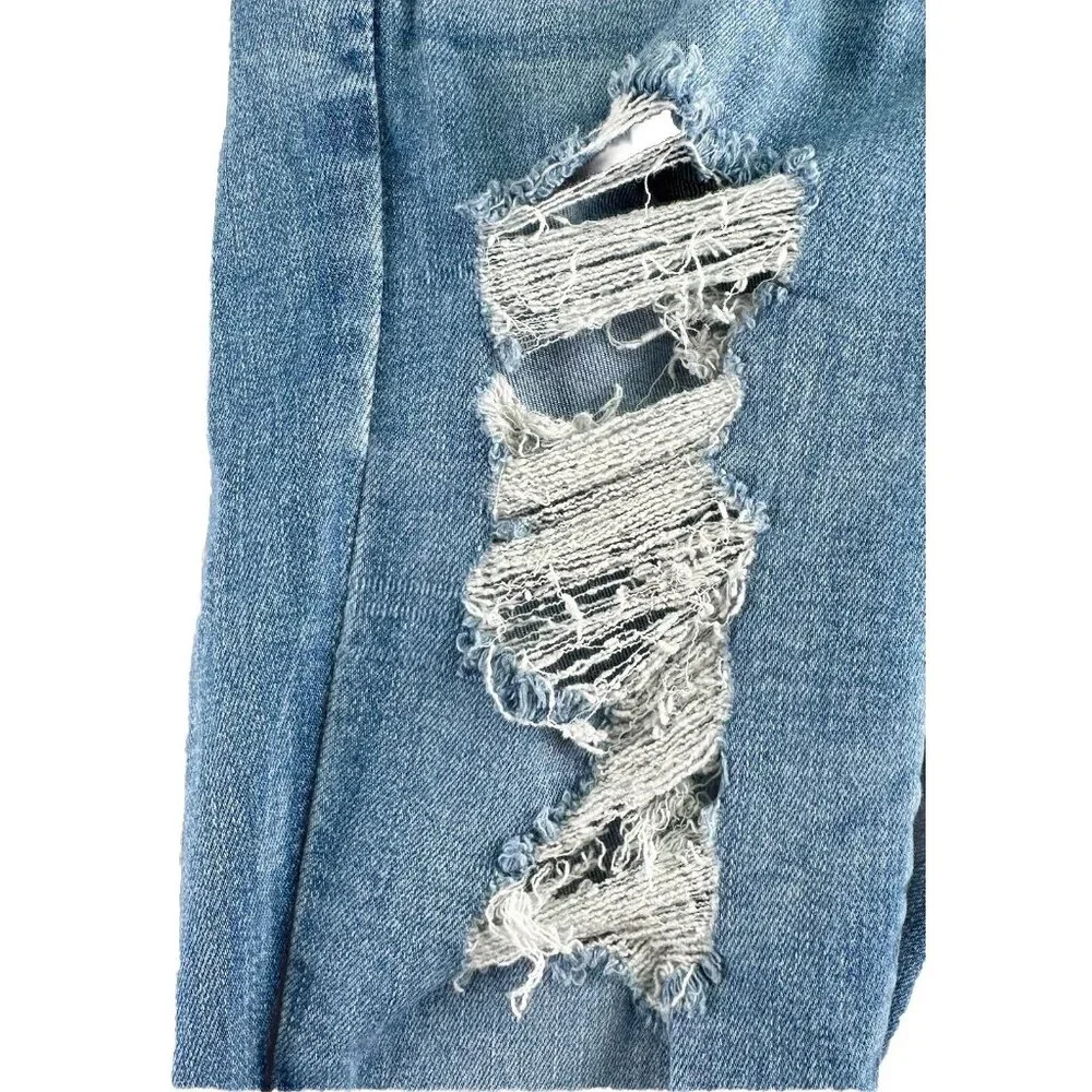 American Eagle Jegging Jean Womens Sz 4S Lt Wash Raw Hem Stretch Distressed Boho